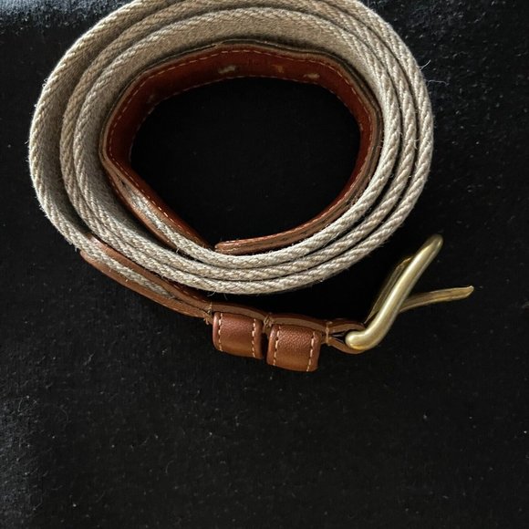 Vintage COACH Wool Leather Belt Brass Buckle Blue Red Stripe Size 38 Unisex 8904 - Picture 3 of 4